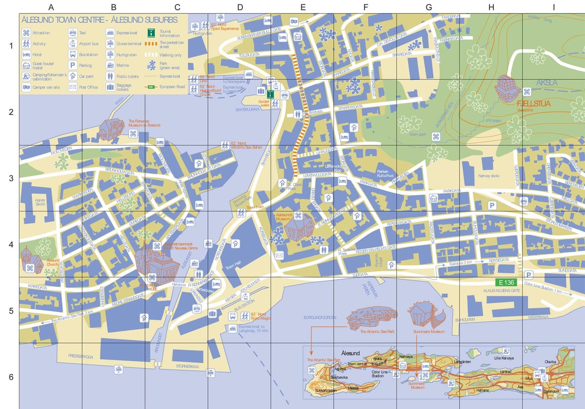 alesund Noorweë stad kaart