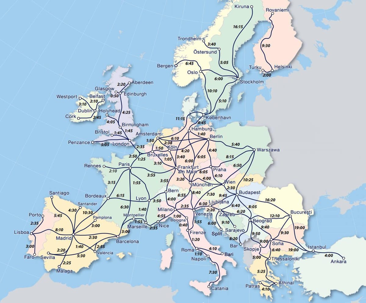 Kaart van eurail Noorweë