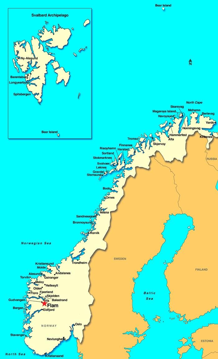 flam kaart Noorweë
