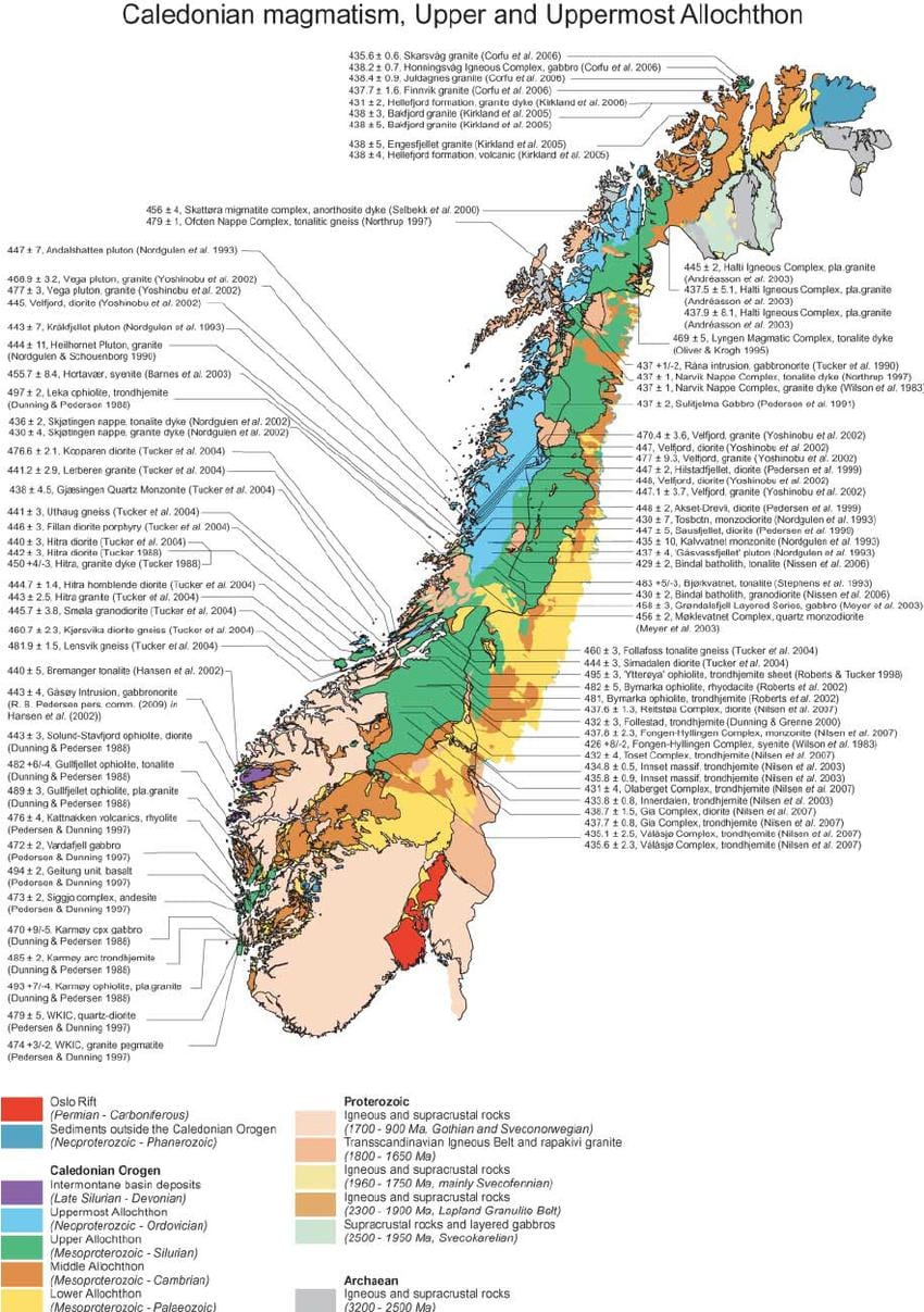 Kaart van geologiese Noorweë