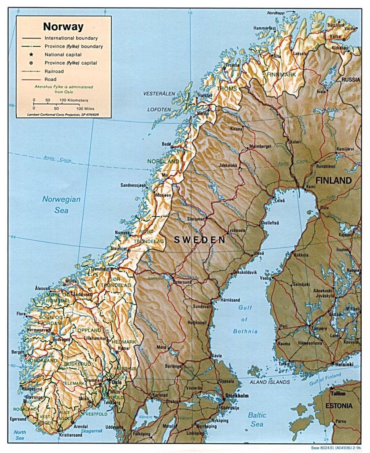 gedetailleerde kaart van Noorweë met stede