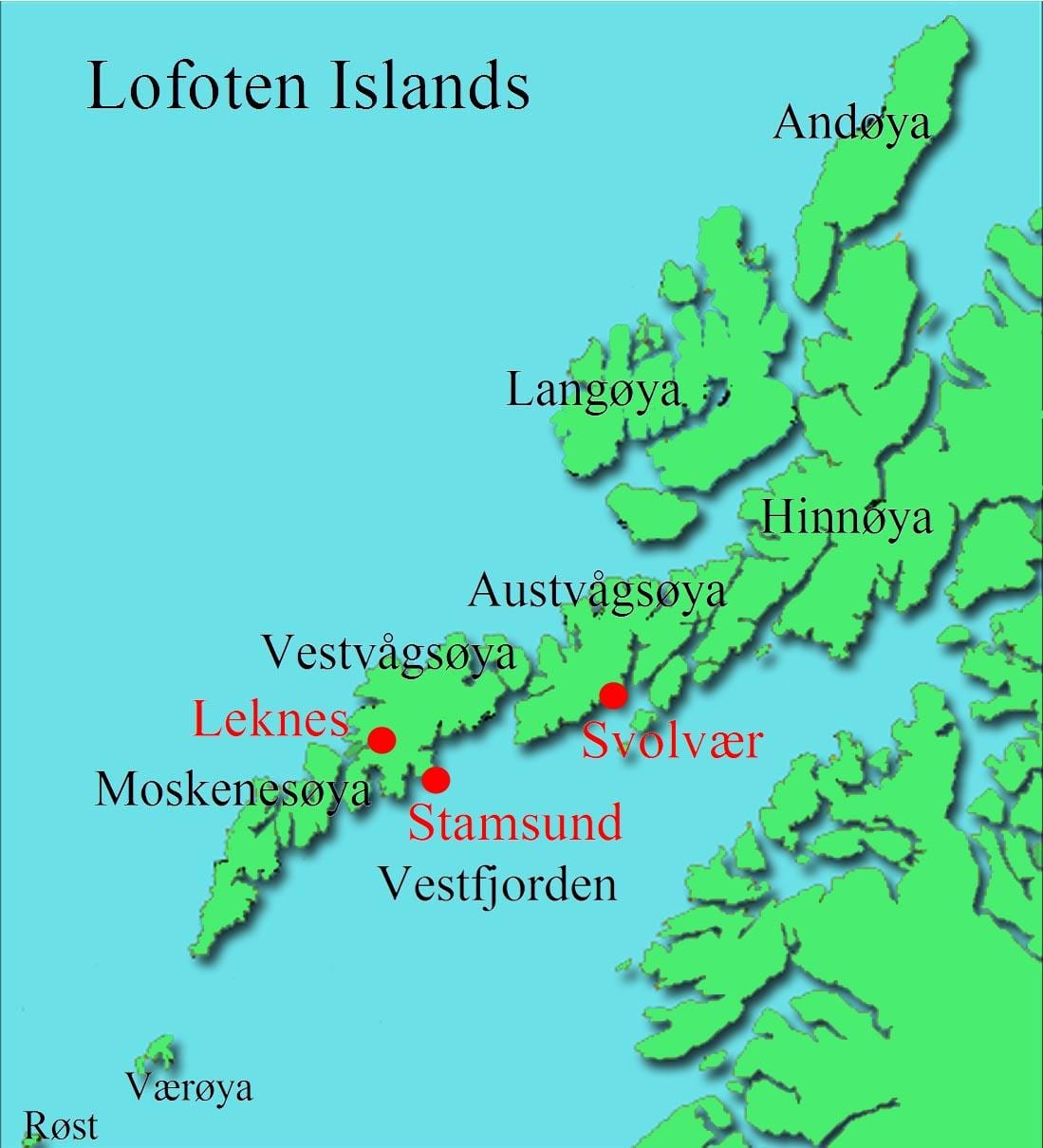 lofoten eilande Noorweë kaart