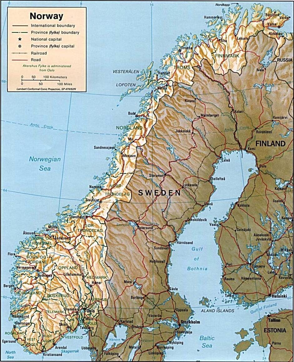 Kaart van Noorweë berge