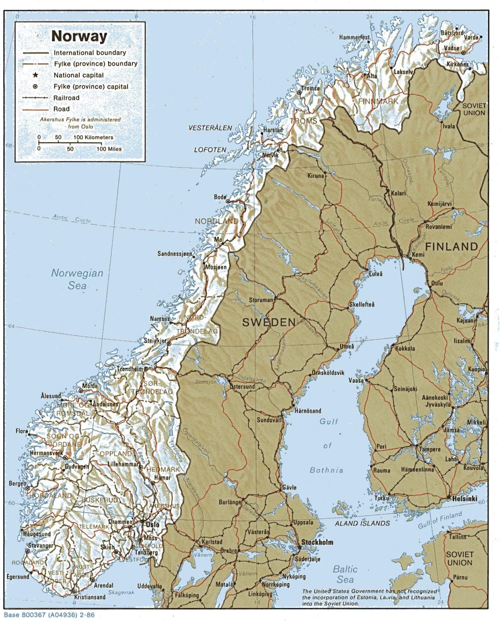 geografiese kaart van Noorweë