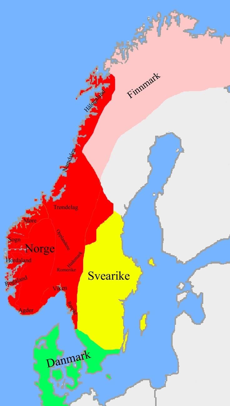 Kaart van Noorweë grense