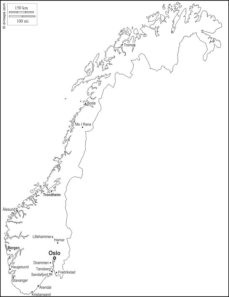 Kaart van Noorweë uiteensetting