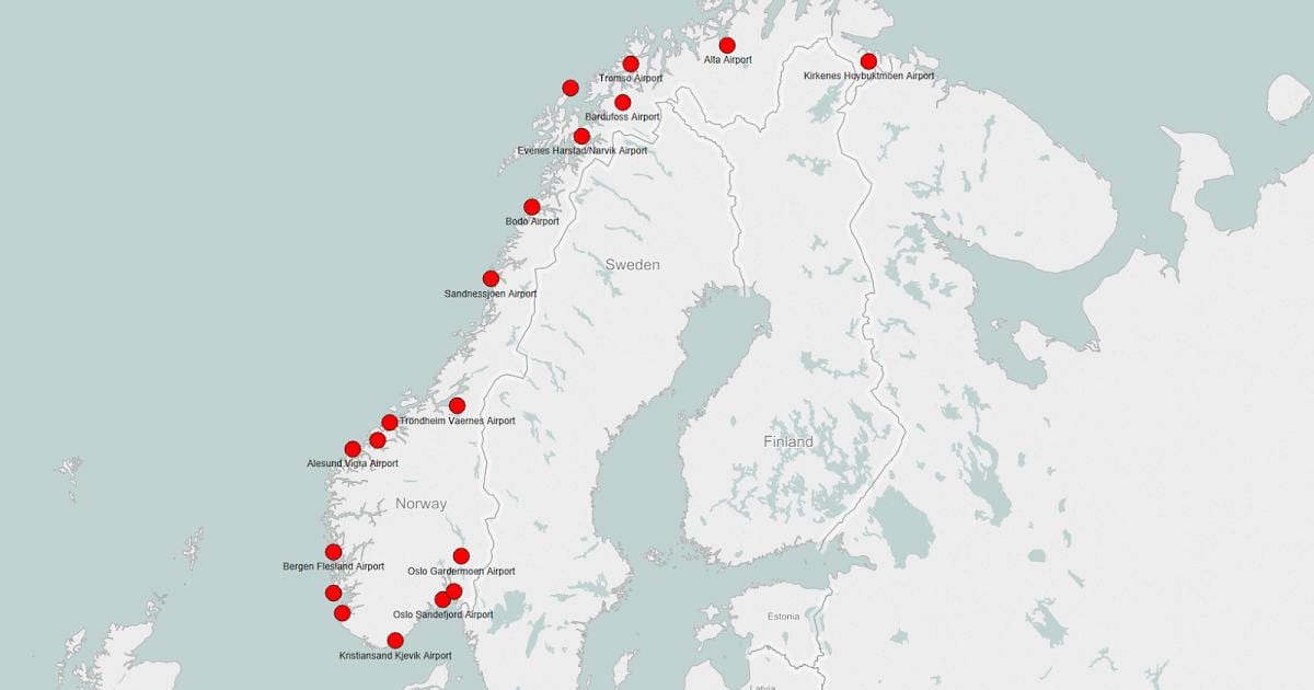 Kaart van Noorweë lughawens