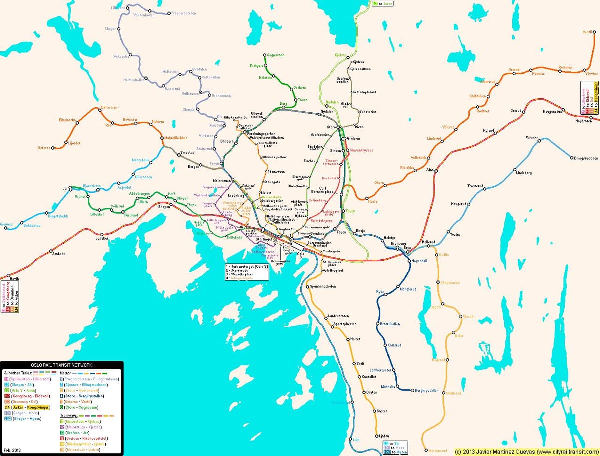Kaart van Noorweë metro
