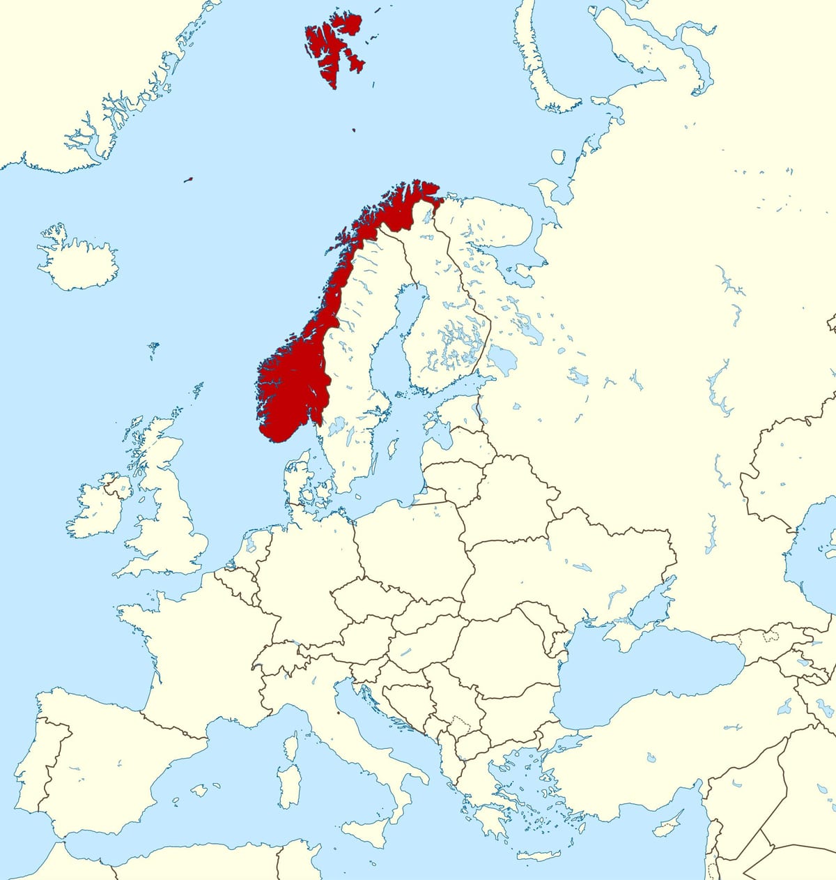 Noorweë op die kaart van europa
