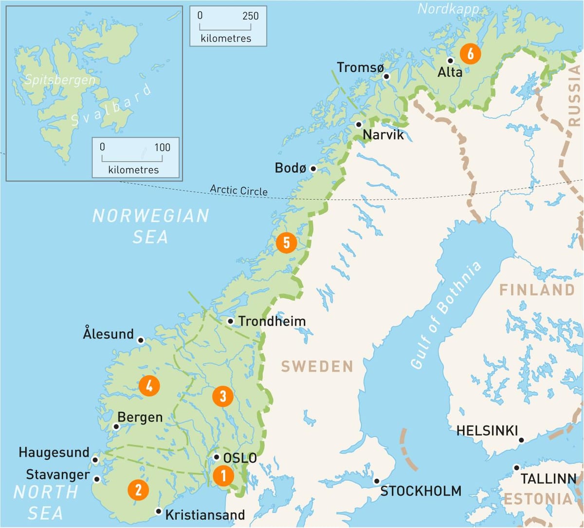 Kaart van Noorweë streke