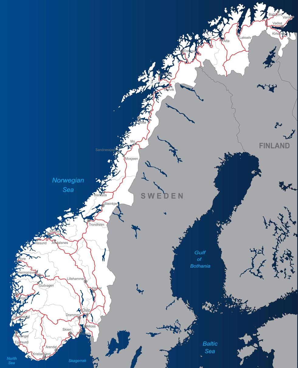tolpaaie Noorweë kaart
