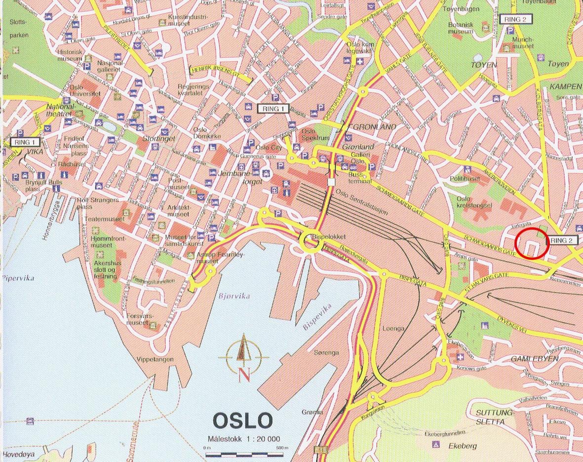 kaart van oslo Noorweë sentrum