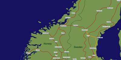 Kaart van Noorweë trein roetes