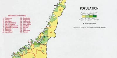 Noorweë bevolking kaart