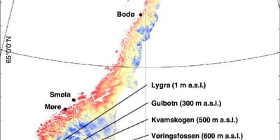 Noorweë temperatuur kaart