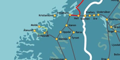 Kaart van Noorweë northern railway