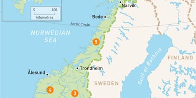 Kaart van Noorweë streke