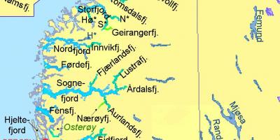 Kaart van Noorweë wat fjords